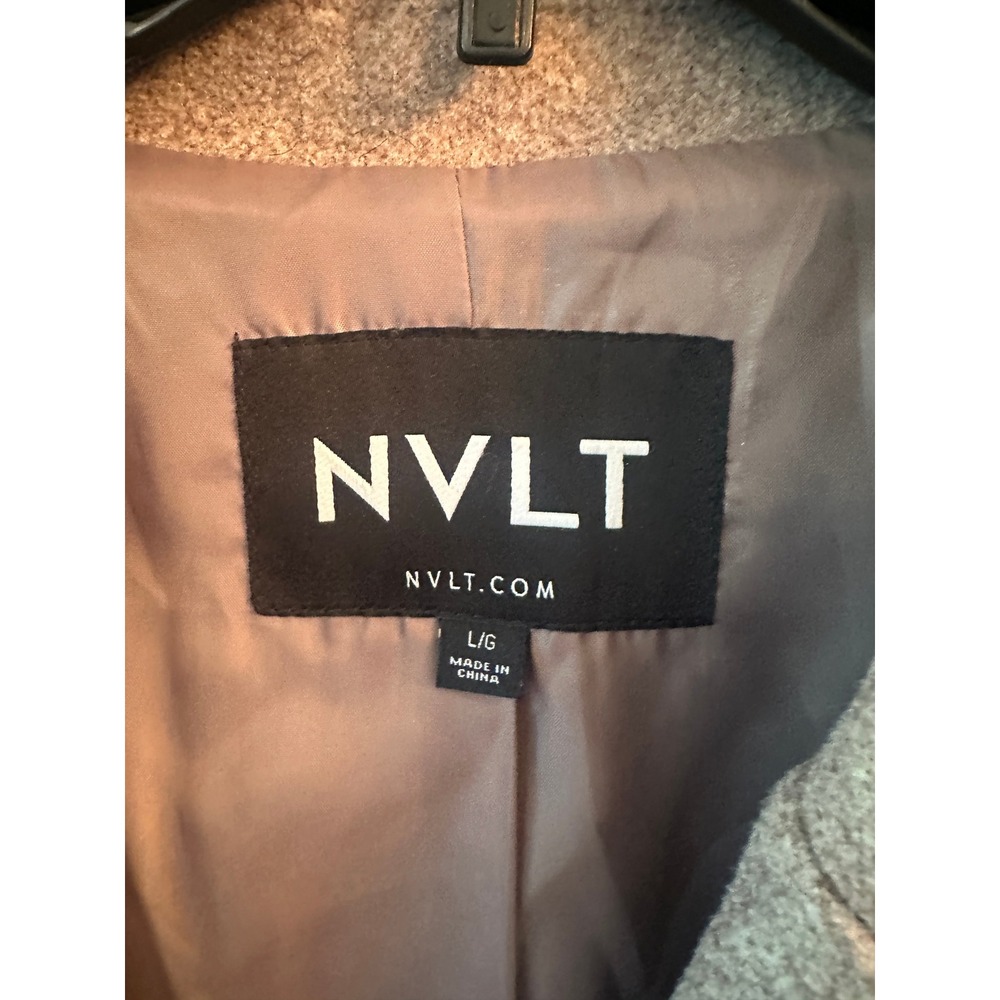 NVLT Women Taupe Wool Blend 3D Floral Applique Blazer Jacket Size Large - Picture 3 of 6